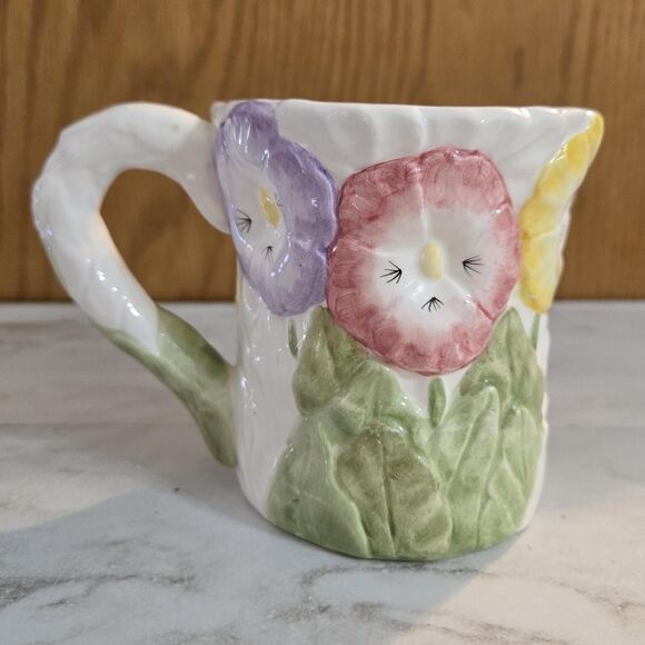 World Bazaars Inc Ceramic Pansies Mug, 12 oz, Pink Yellow Purple Pansies - Picture 5 of 7